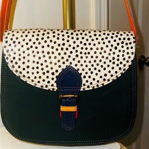 Soruka Colorful Polka Dot Pony Hair Leather Crossbody Bag NWOT